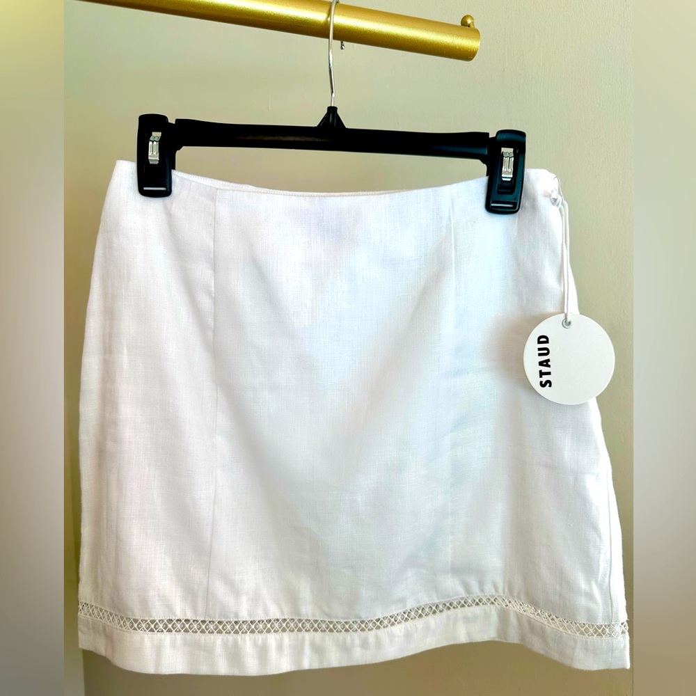 STAUD White Linen Mini Skirt 🤍